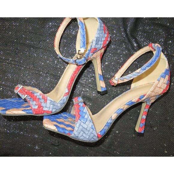 JUSTFAB Braided Vegan Leather Ankle Strap Stiletto Heeled Sandals size 38 US 8 - Picture 5 of 12